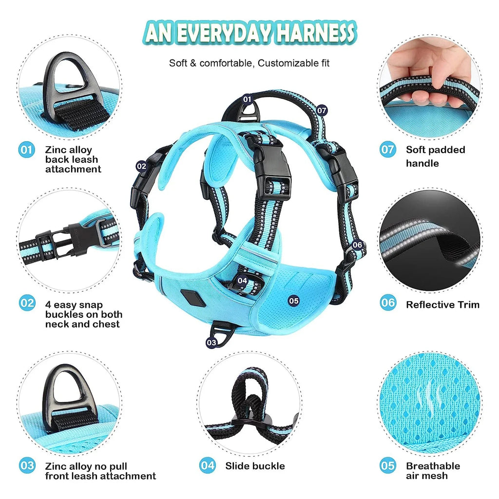 Adjustable No-Pull Dog Harness — Padded Vest with Control Handle