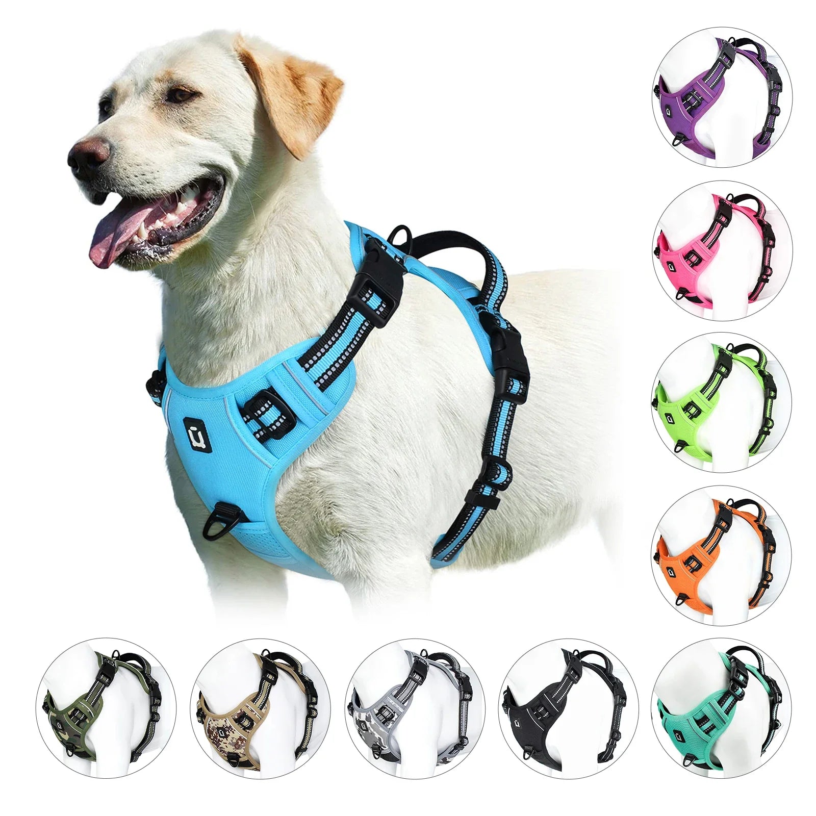 Adjustable No-Pull Dog Harness — Padded Vest with Control Handle