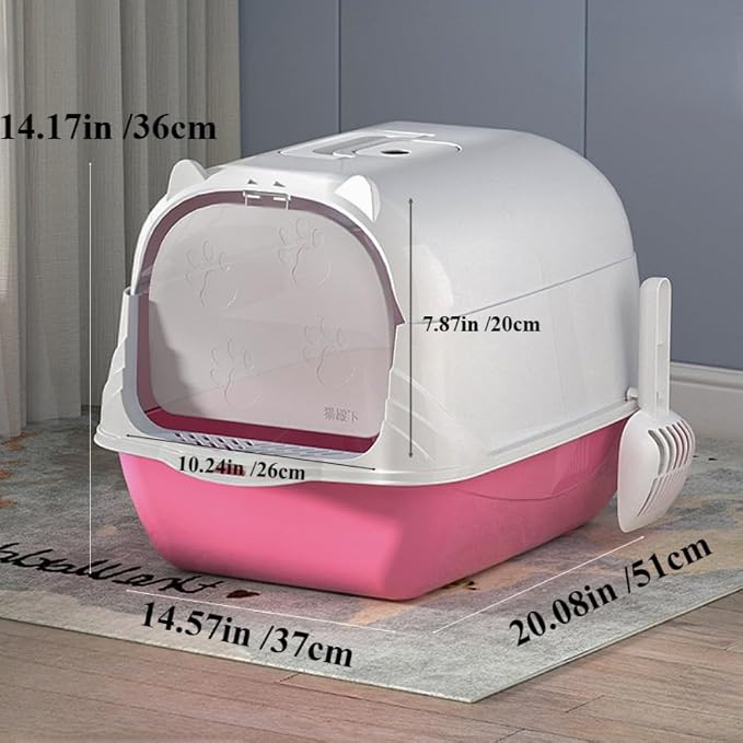 Enclosed Cat Litter Box — Grey, Double Door