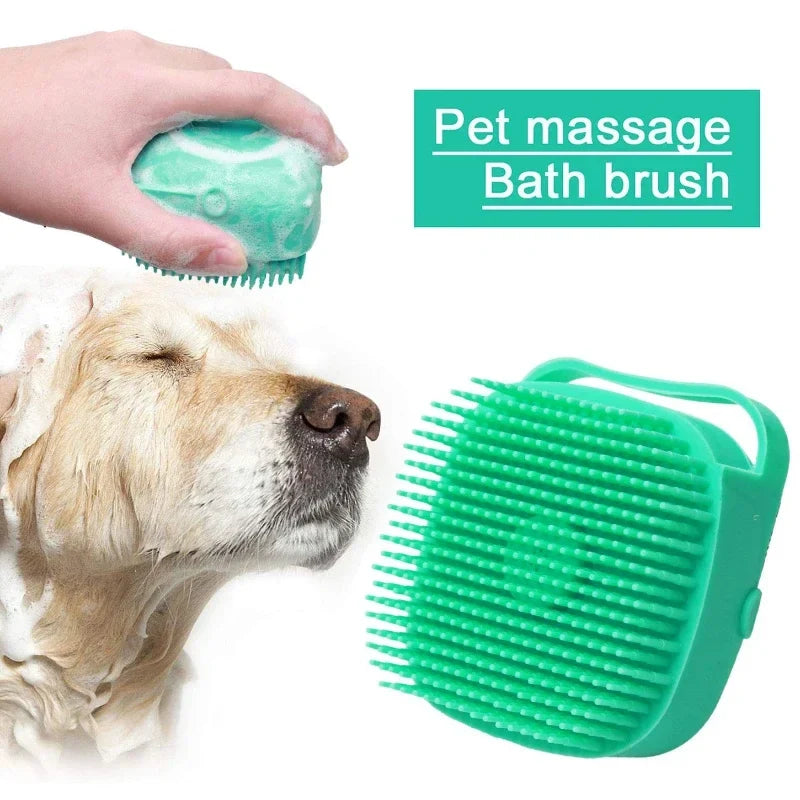 2-in-1 Silicone Dog Shampoo Brush with Dispenser